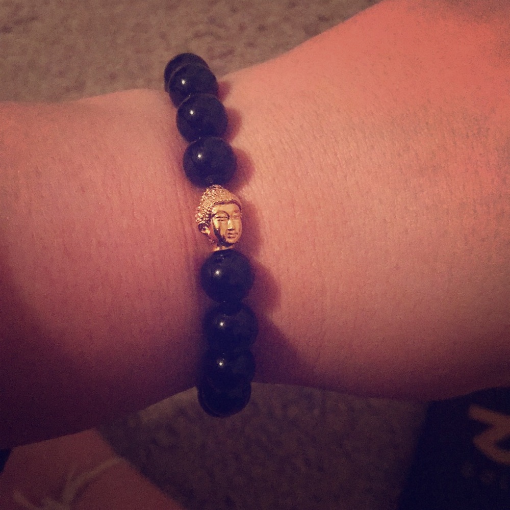 Glossy Buddha Black Beaded Gold God’s Bracelet